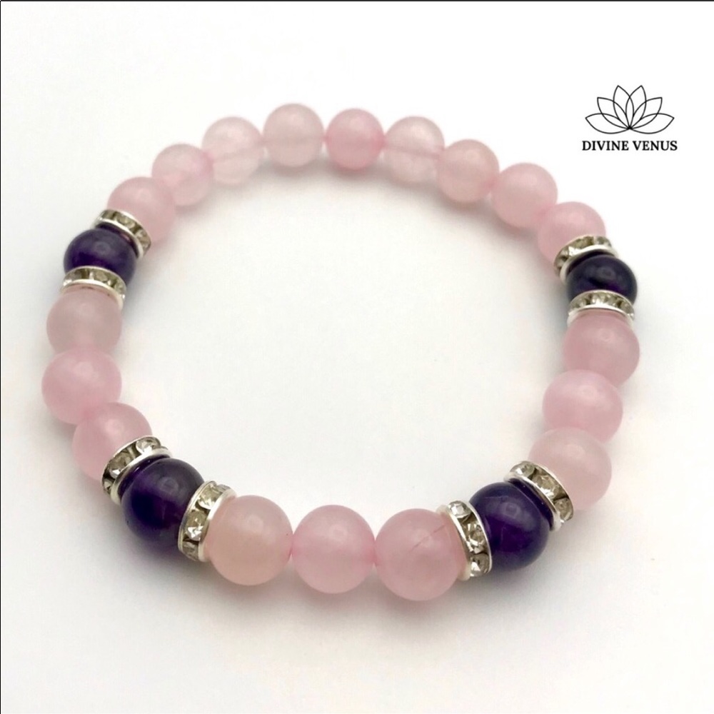 Amethyst & Rose Quartz Stretch Bracelet